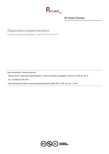 Observation-expérimentation - article ; n°1 ; vol.45, pg 66-73