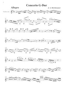 Partition Solo violon, violon Concerto en G major, G, Reichenauer, Antonín