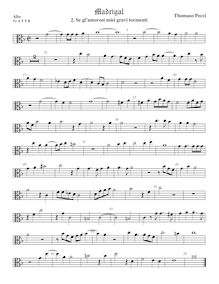 Partition ténor viole de gambe 1, alto clef, Madrigali a cinque voci par Tommaso Pecci