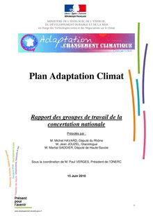 Plan Adaptation Climat - Rapport des groupes de travail de la concertation nationale