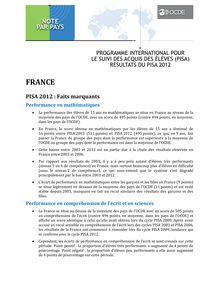 Etude Pisa de l OCDE pour la France