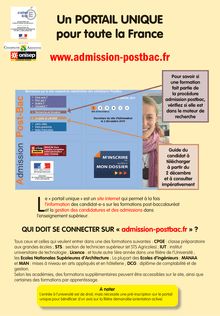 Un PORTAIL UNIQUE pour toute la France www.admission-postbac.fr