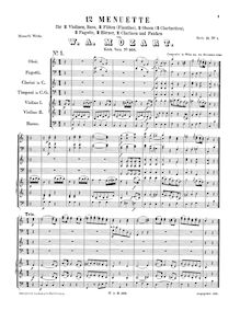 Partition complète, 12 menuets, Mozart, Wolfgang Amadeus