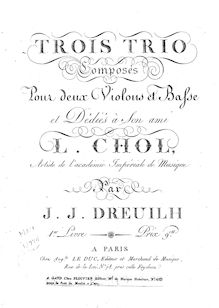 Partition violon 1, 3 corde Trios, Dreuilh, Jean Jacques