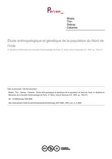 Étude anthropologique et génétique de la population du Nord de l Inde - article ; n°4 ; vol.6, pg 199-213