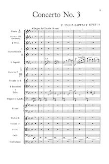 Partition complète, Piano Concerto No.3, E♭ major, Tchaikovsky, Pyotr
