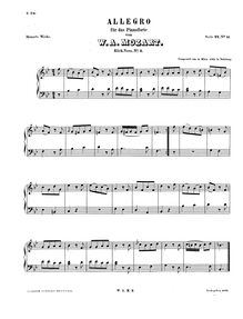 Partition complète, Allegro, B♭ major, Mozart, Wolfgang Amadeus par Wolfgang Amadeus Mozart