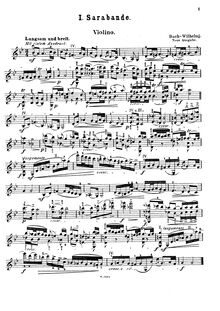 Partition Sarabande — partition de violon, 6 anglais , Bach, Johann Sebastian