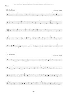 Partition Basso (Galliard + Allmand), Newe ausserlesene Paduanen, Galliarden, Cantzonen, Allmand und Couranten