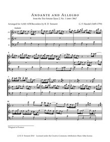 Partition complète, Trio Sonata, B minor, Handel, George Frideric