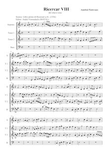 Partition complète, Ricercar del ottavo tono, Padovano, Annibale