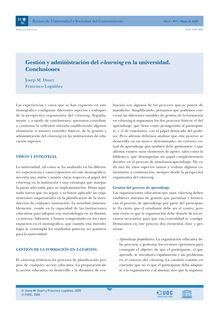 La gestión y la administración del e-learning en la universidad. Conclusiones (Management and administration of e-learning in universities. Conclusions)