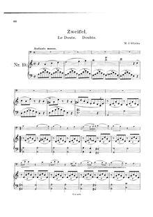 Partition de piano, Le doute Complete chansons (Romances), Glinka, Mikhail par Mikhail Glinka
