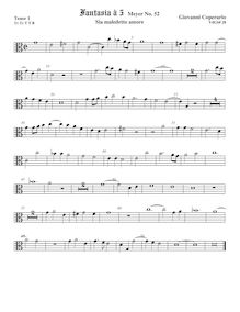 Partition ténor viole de gambe 1, alto clef, Fantasia pour 5 violes de gambe, RC 51