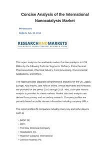 Concise Analysis of the International Nanocatalysts Market
