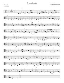 Partition ténor viole de gambe 3, alto clef, Ave Maria, Parsons, Robert