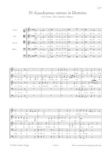 Partition Vocal et continuo score, Gaudeamus omnes en Domino à , Canto, Alto, ténor e Basso