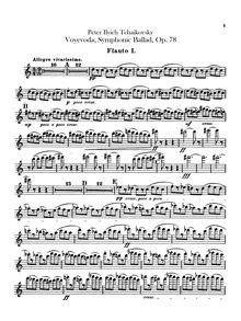 Partition flûte 1, 2, 3, pour Voyevoda, Воевода, A minor, Tchaikovsky, Pyotr