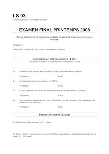 UTBM espagnol pratique et examen international 2008
