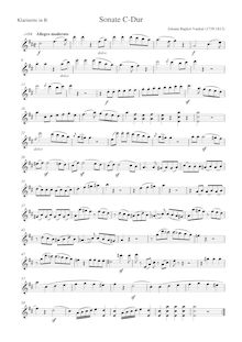Partition clarinette (B♭), Sonata pour clavier avec clarinette ou violon, en C major