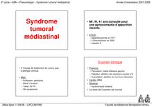2e cycle MIA Pneumologie Syndrome tumoral médiastinal Année Universitaire