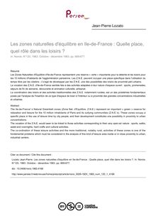 Les zones naturelles d équilibre en Ile-de-France : Quelle place, quel rôle dans les loisirs ? - article ; n°1 ; vol.120, pg 669-677