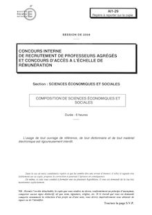 Composition de sciences économiques et sociales 2008 Agrégation de sciences économiques et sociales Agrégation (Interne)