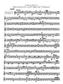 Partition trompette 1, 2 (en E♭), Piano Concerto No.5, Emperor, E♭ Major