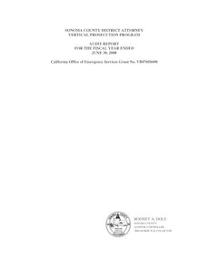 Annual Audit Report - District Attorney Vertical Prosecution Program  2008