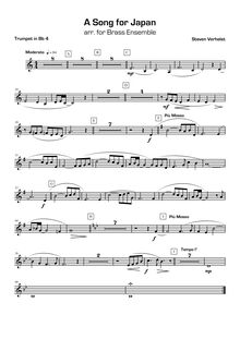 Partition trompette 4 en B♭, A Song pour Japan, Verhelst, Steven
