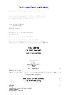 The Song of the Sword - and Other Verses