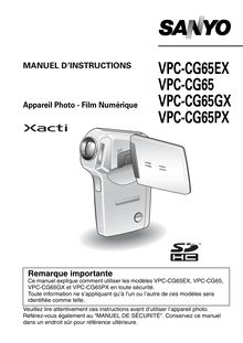 Notice Camescope numérique Sanyo  VPC-CG65PX