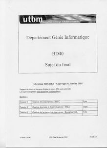 UTBM 2004 bd40 systemes d information genie informatique semestre 1 final