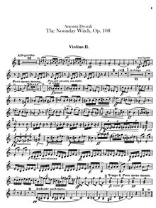 Partition violons II, pour Noon Witch, Polednice, Dvořák, Antonín