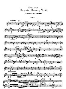 Partition violons I, II, Hungarian Rhapsody No.9, Pesther Carneval / Le carnaval de Pesth