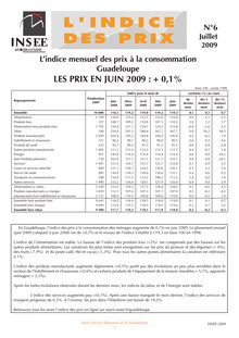 Lindice mensuel des prix à la consommation de Guadeloupe en juin 2009 : +0,1%