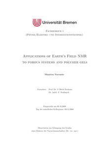 Applications of Earth s Field NMR to porous systems and polymer gels [Elektronische Ressource] / Maarten Veevaete