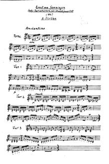 Partition violon 2, Variations pour corde quatuor, Sechs Variationen über ein eigenes Thema für Streichquartett (1806).