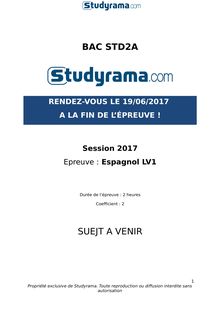 Sujet Bac STD2A 2017 - LV1 Espagnol 