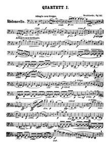 Partition violoncelle, corde quatuor No.1, Op.12, E♭ Major, Mendelssohn, Felix