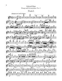 Partition flûte 1, 2, Piccolo, Pomp et Circumstance, Op.39, Elgar, Edward