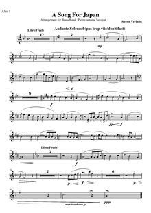 Partition Alto cor 1 (E♭), A Song pour Japan, Verhelst, Steven