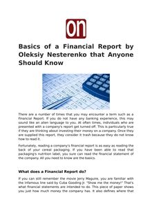 Basics of a Financial Report by Oleksiy Nesterenko
