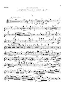 Partition flûte 1, 2, Symphony No.7, Symfonie č.7, D minor, Dvořák, Antonín