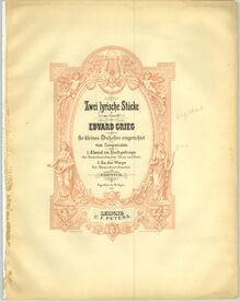 Partition couverture couleur, lyrique pièces, Op.68, Grieg, Edvard