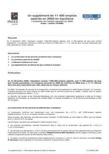 Un supplément de 11 400 emplois salariés en 2005 en Aquitaine