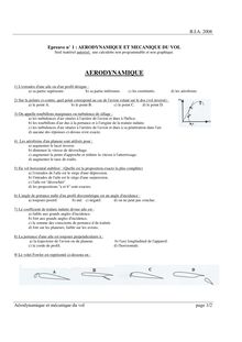 Aérodynamique et mécanique du vol 2008 BIA - Brevet d Initiation Aéronautique