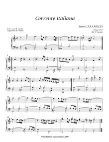 Partition complète, Corrente italiana, D minor, Cabanilles, Juan