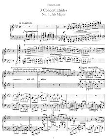 Partition complète (S.144), 3 Études de concert, Trois grandes études de concert / Trois Caprices Poétiques par Franz Liszt