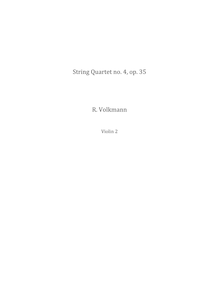 Partition violon 2, corde quatuor No.4, Op.35, E minor, Volkmann, Robert